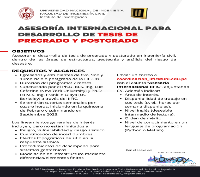 Asesoría Internacional para desarrollo de tesis de pregrado y posgrado