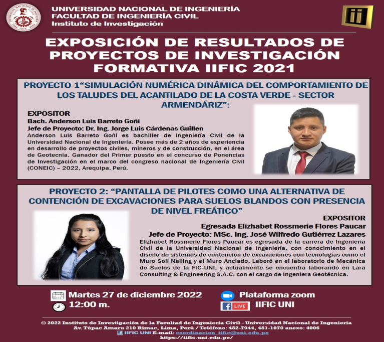 Exposición de Resultados de Proyectos de Investigación Formativa IIFIC 2021