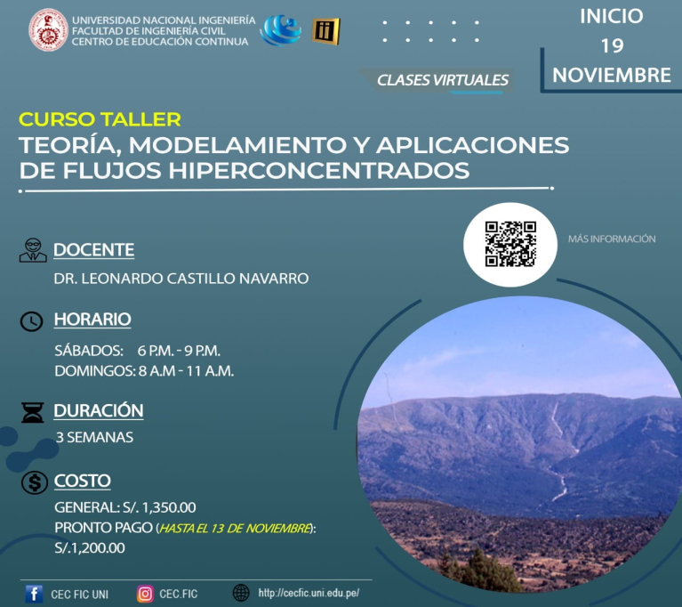 Curso Taller Teoría, modelamiento y aplicaciones de flujos hiperconcentrados